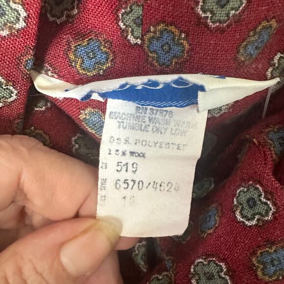 Vintage 1970s Jones Burgundy Tie Neck Secretary Midi Dress M - Picture 9 of 9